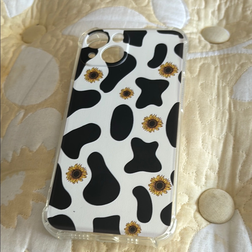 Sunflower Patterned Black and White Phone Case
